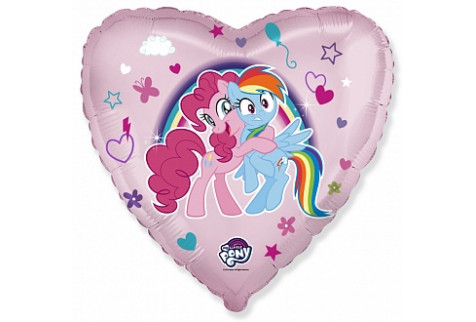 Шар (46 см.) Сердце, My Little Pony, Лошадки Пинки Пай и Радуга, Розовый, 1 шт.