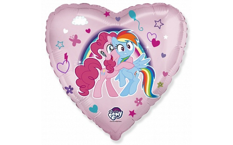 Шар (46 см.) Сердце, My Little Pony, Лошадки Пинки Пай и Радуга, Розовый, 1 шт.