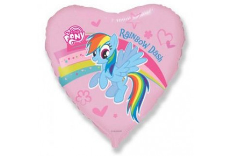 Шар (46 см.) Сердце, My Little Pony, Лошадка Радуга, Розовый, 1 шт.