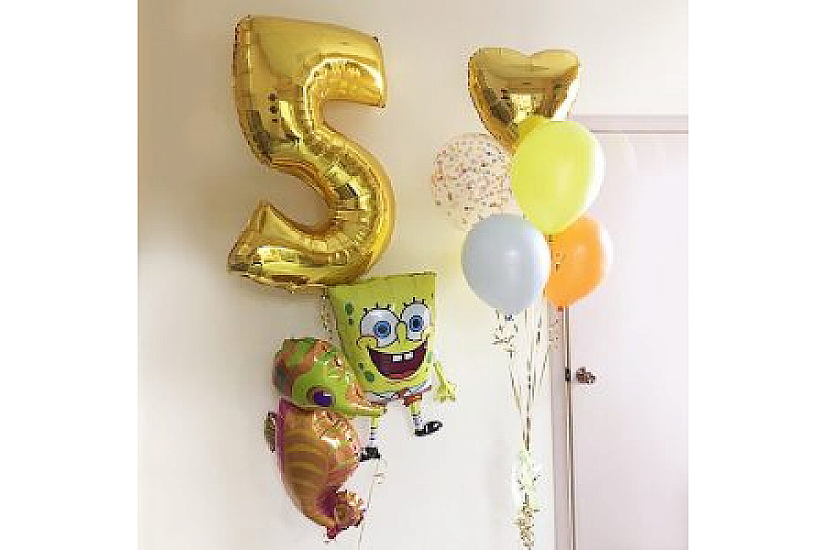 Набор шаров со Спанч Бобом "5 лет малышке"