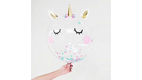 Шар прозрачный (61 см.) Bubble с конфетти, Единорог. 1 шт. Шар прозрачный (61 см.) Bubble с конфетти, Единорог. 1 шт.
