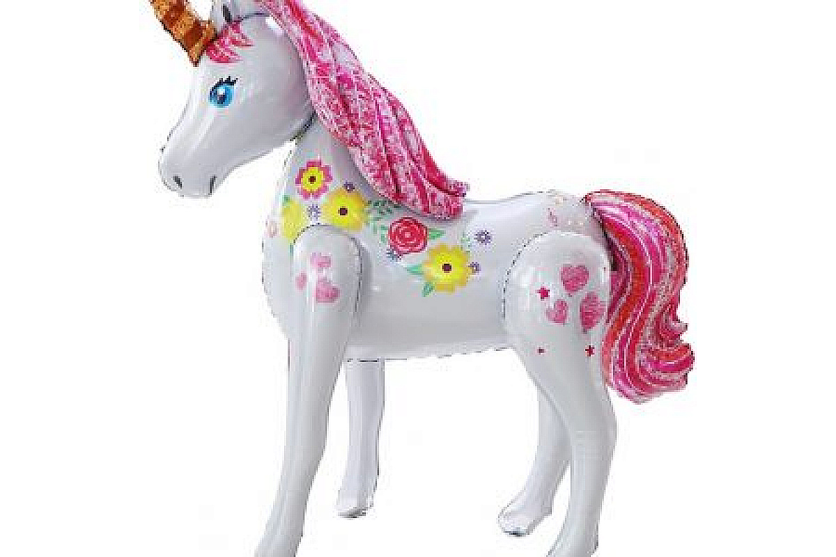 Шар (130 см.) Ходячая Фигура, Цветочный единорог, 1 шт.