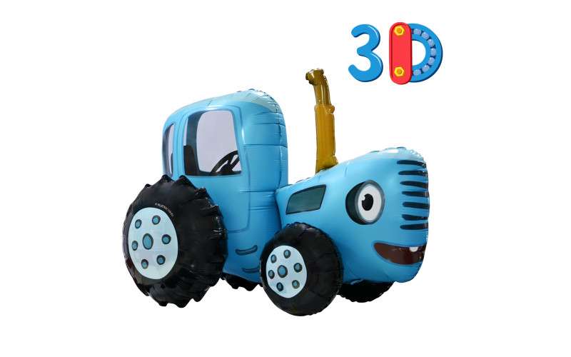 Шар 3D (28''/71 см) Фигура, Синий Трактор, 1 шт.