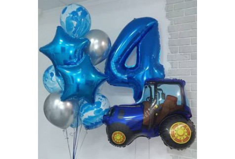 Набор шаров "Фонтан с синим трактором"