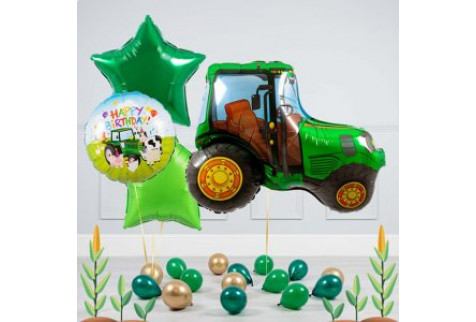 Фотозона "Зеленый трактор со звездами"