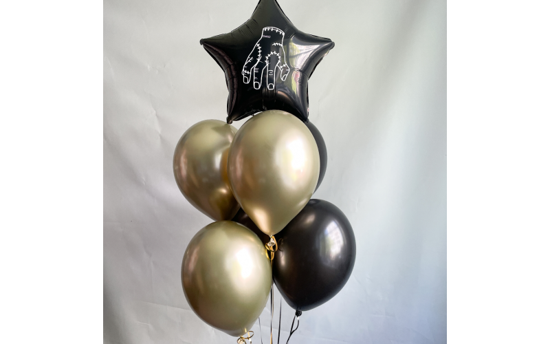 Воздушные шары с гелием, черно-золотые