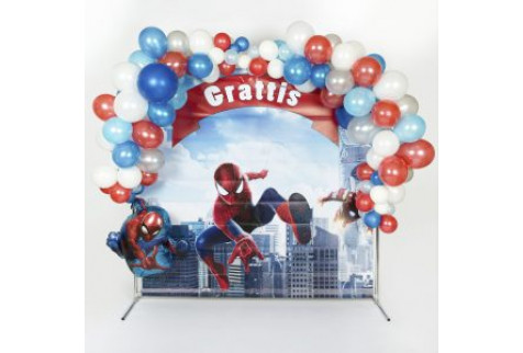 Фото-зона из шаров "Человек-паук с паутиной"