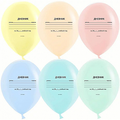 Шар (12''/30 см) Школьный дневник, Ассорти, макарунс, 2 ст, 1 шт.