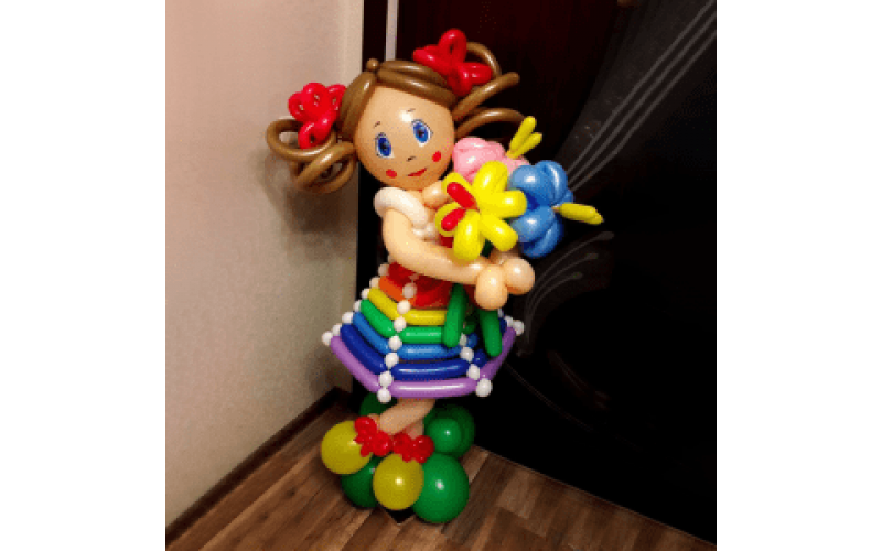 Плетёная фигура из шаров "Девочка-припевочка"