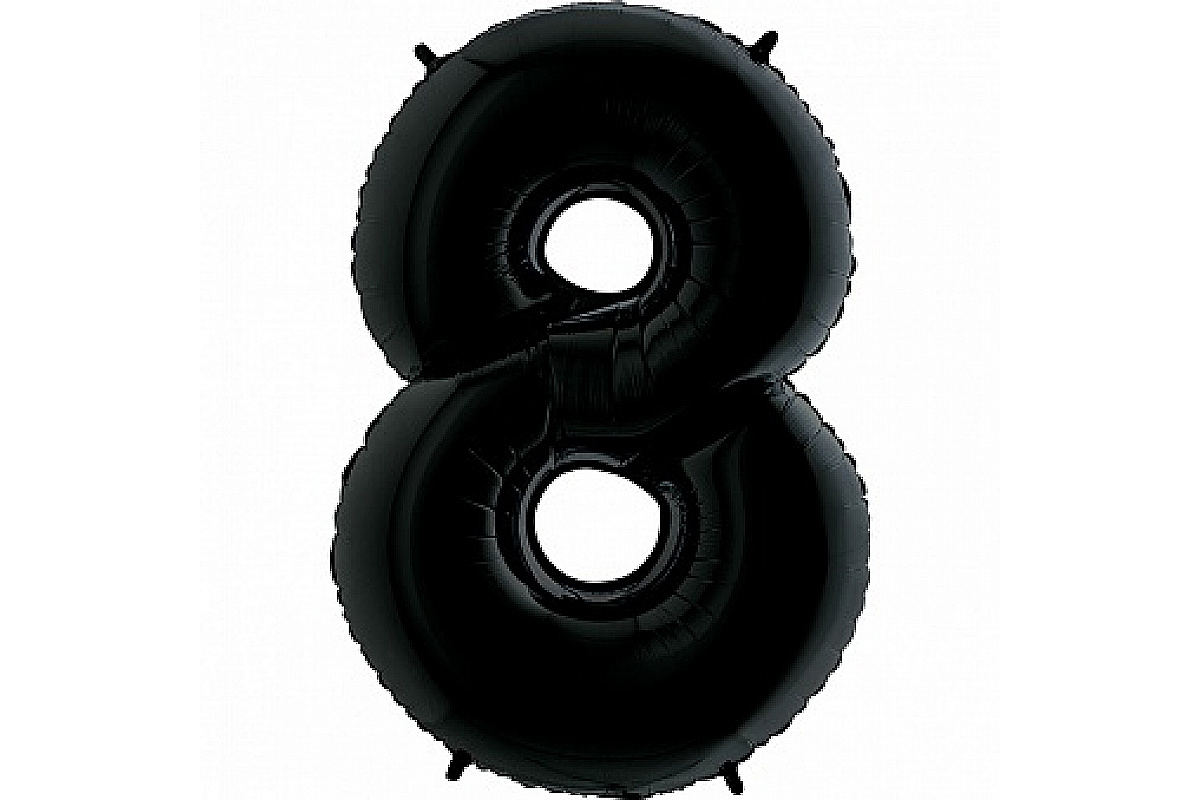 Шар (40''/102 см) Цифра, 8, Черный, 1 шт.