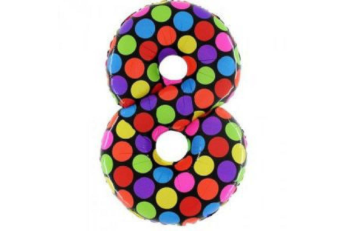 Шар (40''/102 см) Цифра, 8, Горох, 1 шт.