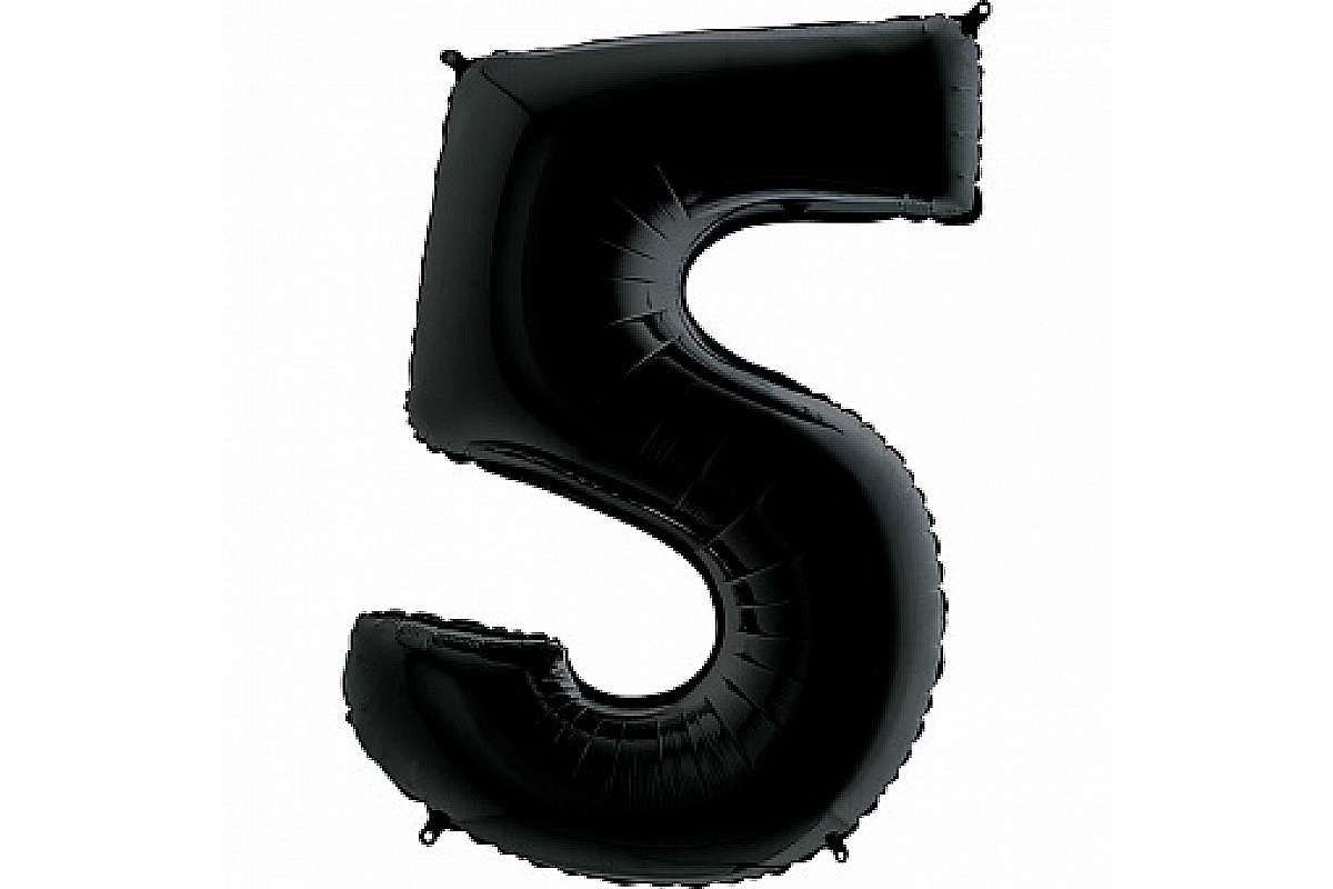 Шар (40''/102 см) Цифра, 5, Черный, 1 шт.