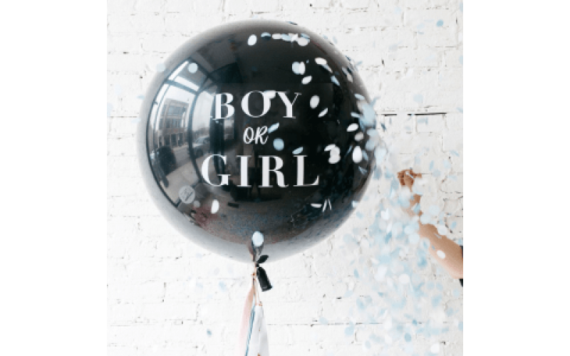 Большой шар-сюрприз "Boy or girl" (90 см.) на тассел гирлянде 1 шт.