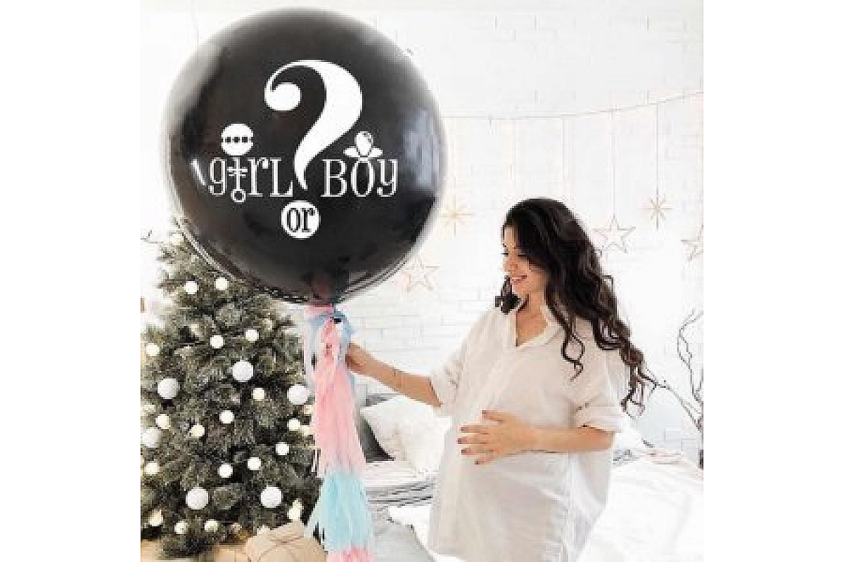 Большой шар-сюрприз "Girl or boy" (90 см.) на тассел гирлянде 1 шт.