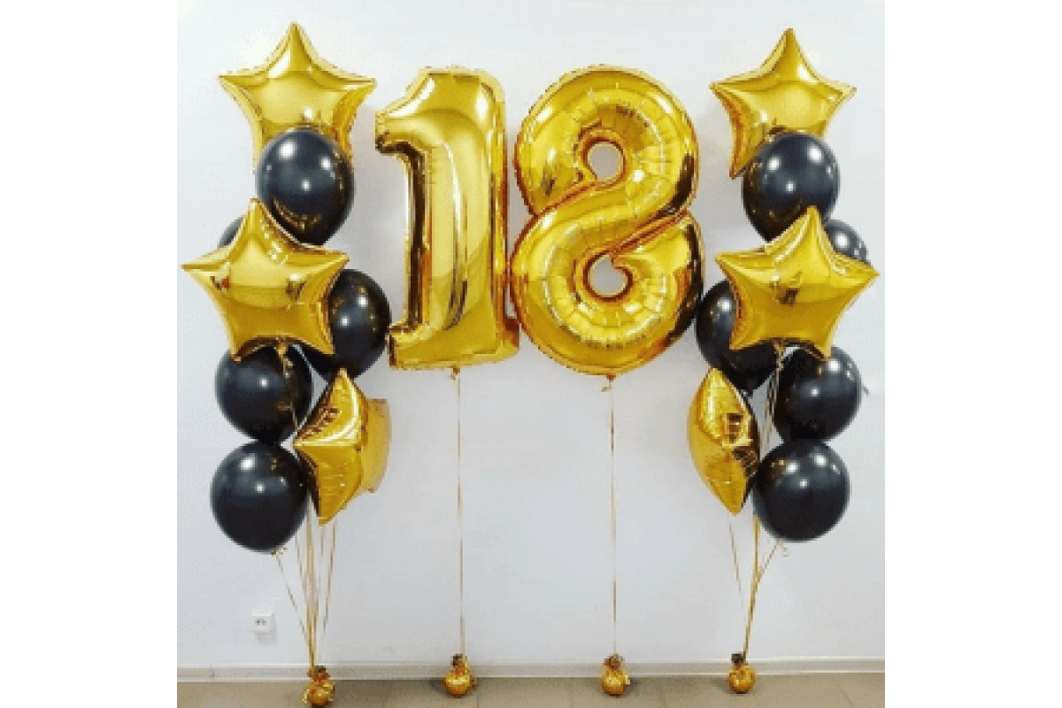 Набор шаров на 18 лет "Звездная ночь"
