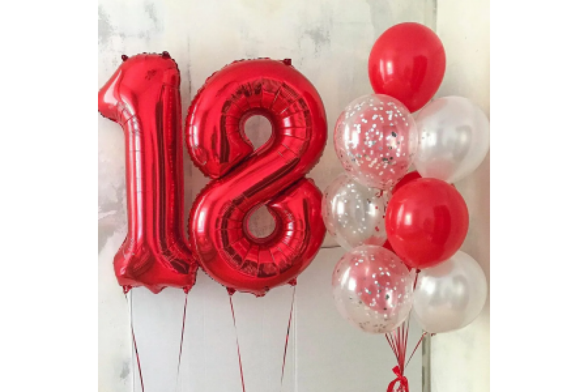 Набор шаров на 18 лет "Красное & Белое"