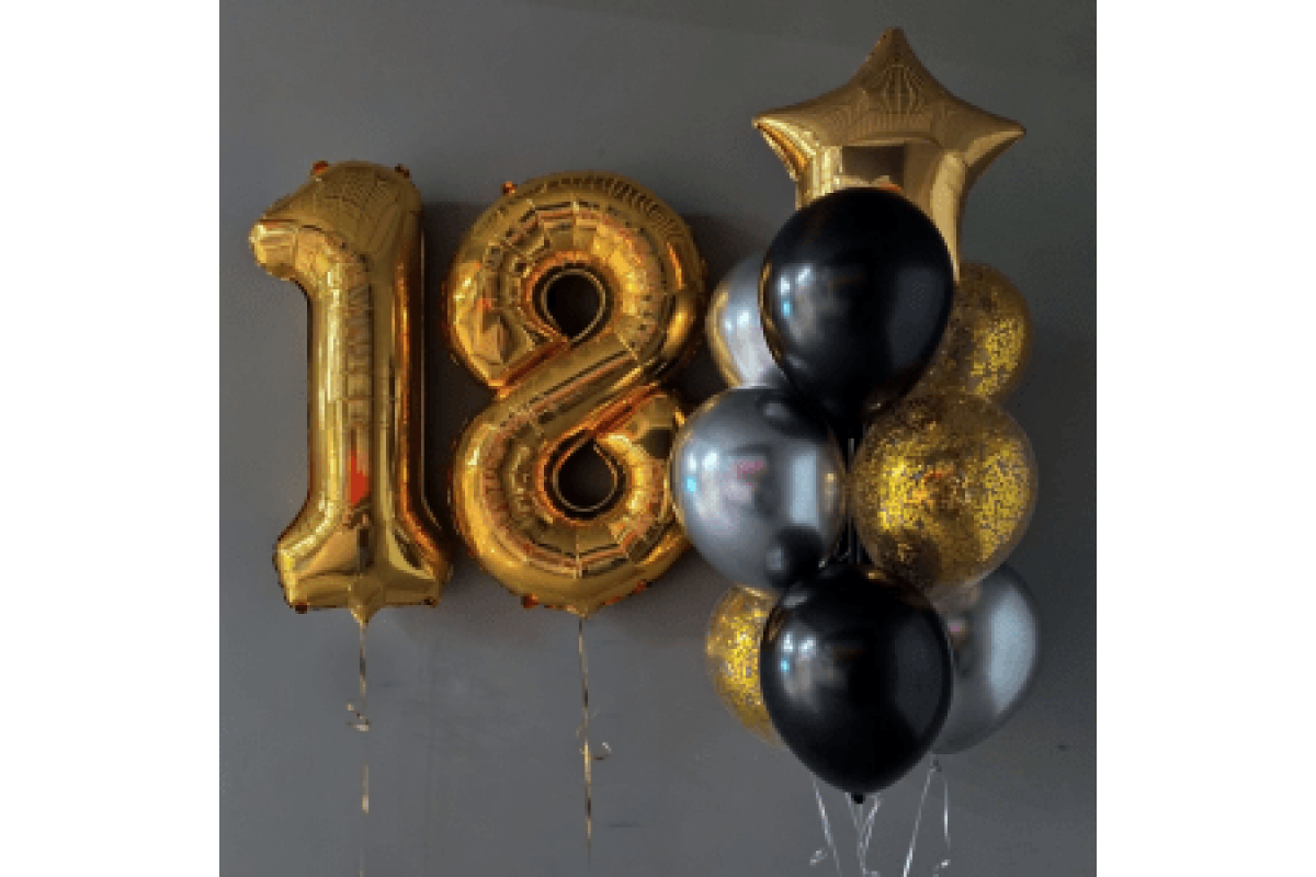Набор шаров на 18 лет "Золотая звезда"