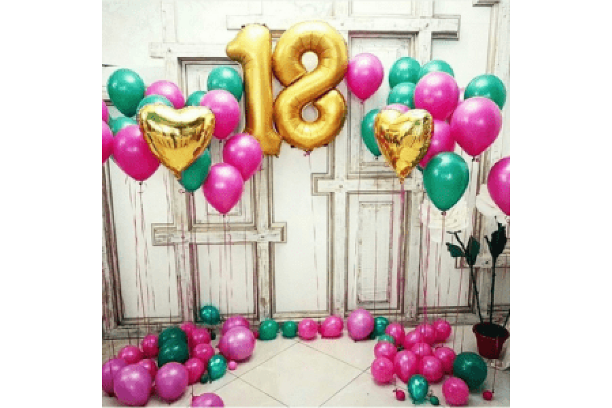 Набор шаров на 18 лет "Яркие краски"