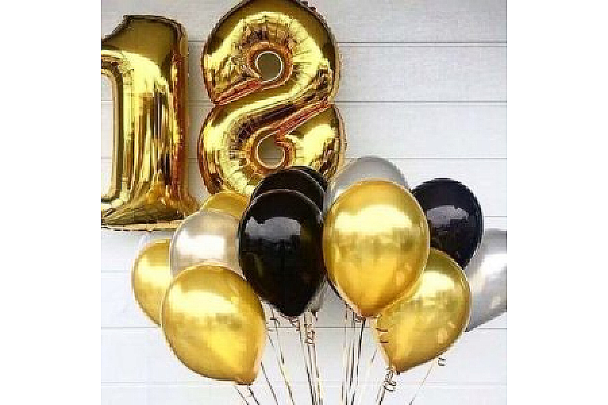 Набор шаров на 18 лет  "Золотая вечеринка"