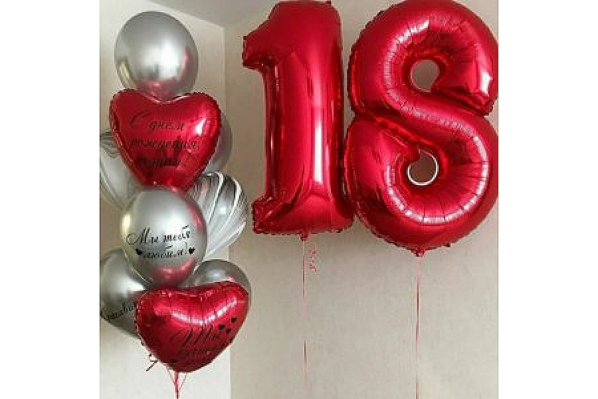 Набор шаров на 18 лет "С днем рождения, родная!"