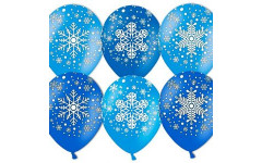 Шар воздушный - Снежинка голубой/синий ассорти 30 см 1 шт