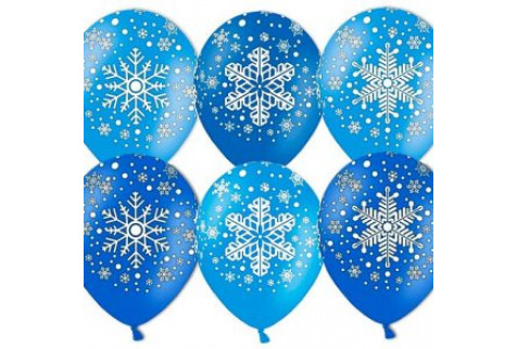 Шар воздушный - Снежинка голубой/синий ассорти 30 см 1 шт