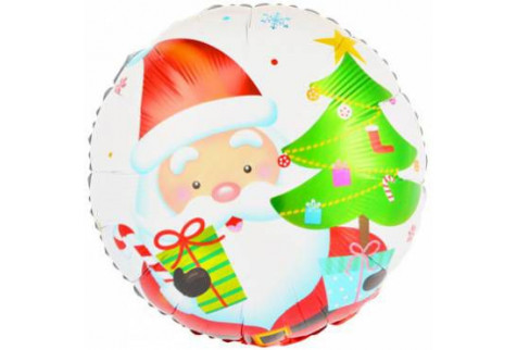 Шар (18»/46 см) Круг, Дед Мороз с подарками