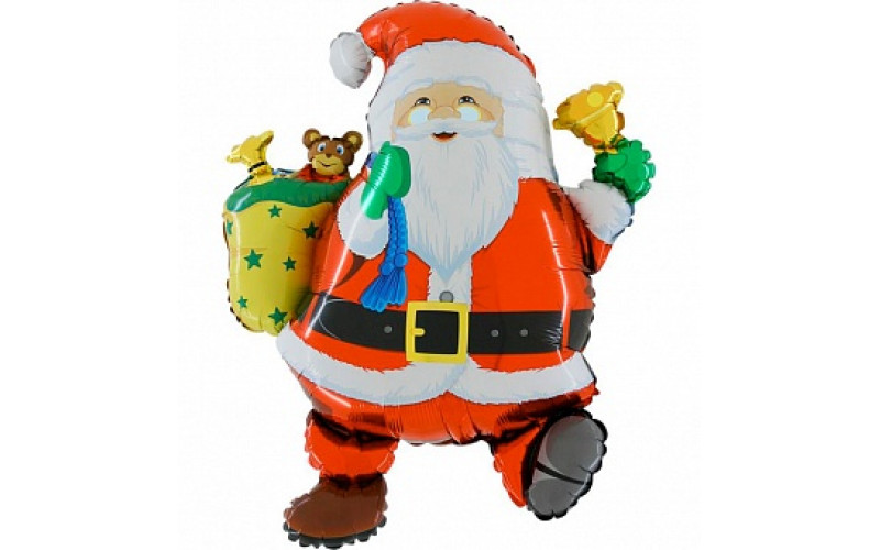 Шар воздушный - Забавный Дед Мороз красный 76 см 1 шт