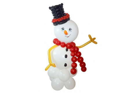 Фигура из шаров «Снеговик в чёрной шляпе»