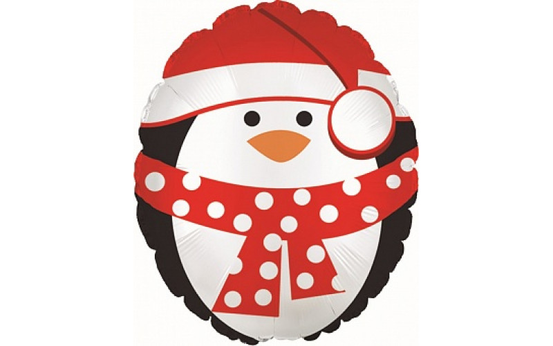 Шар воздушный - Новогодний пингвин красный 23 см 1 шт