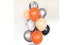 Фонтан из 10 шаров оранжево-серебряный