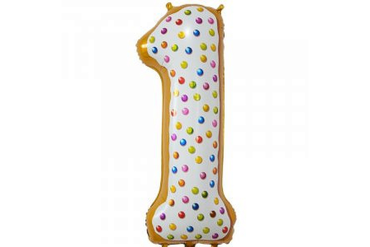 Шар (40''/102 см) Цифра, 1, В виде пончика, 1 шт.