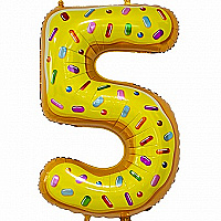 Шар (40''/102 см) Цифра, 5, В виде пончика, 1 шт.