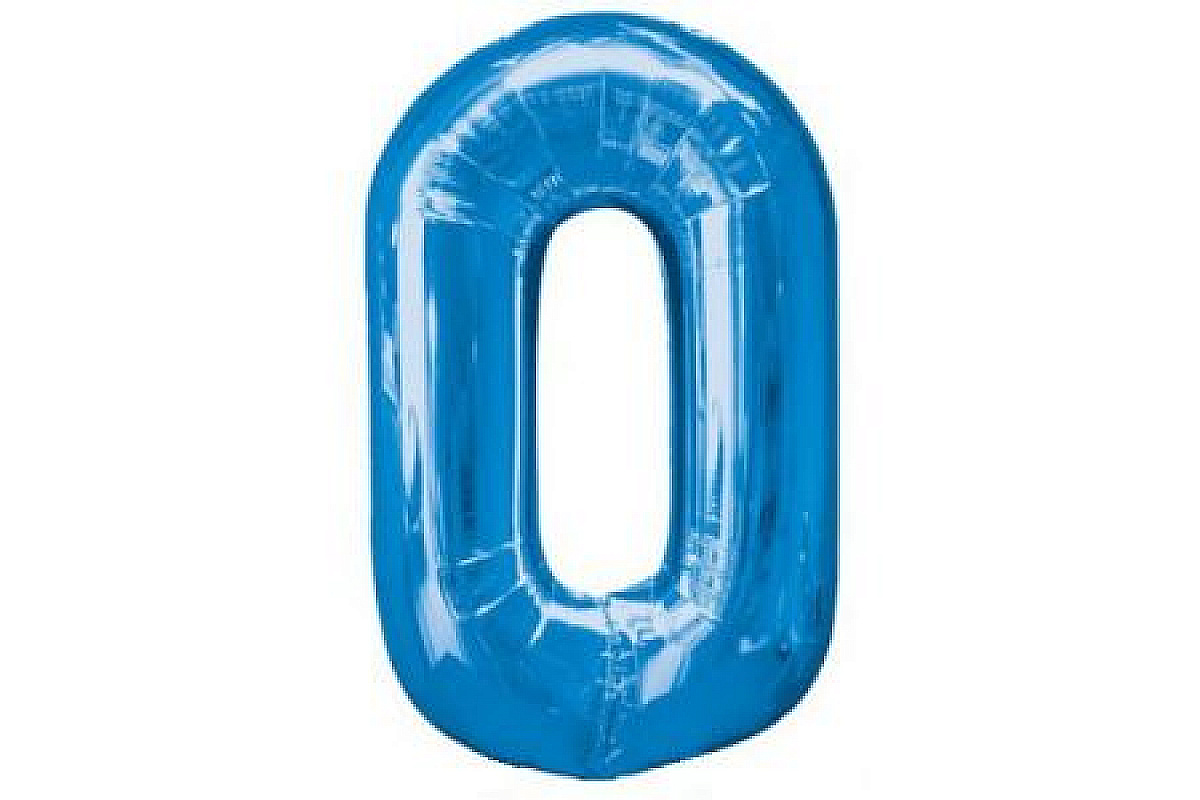 Шар (40''/102 см) Цифра, 0, Синий, 1 шт.