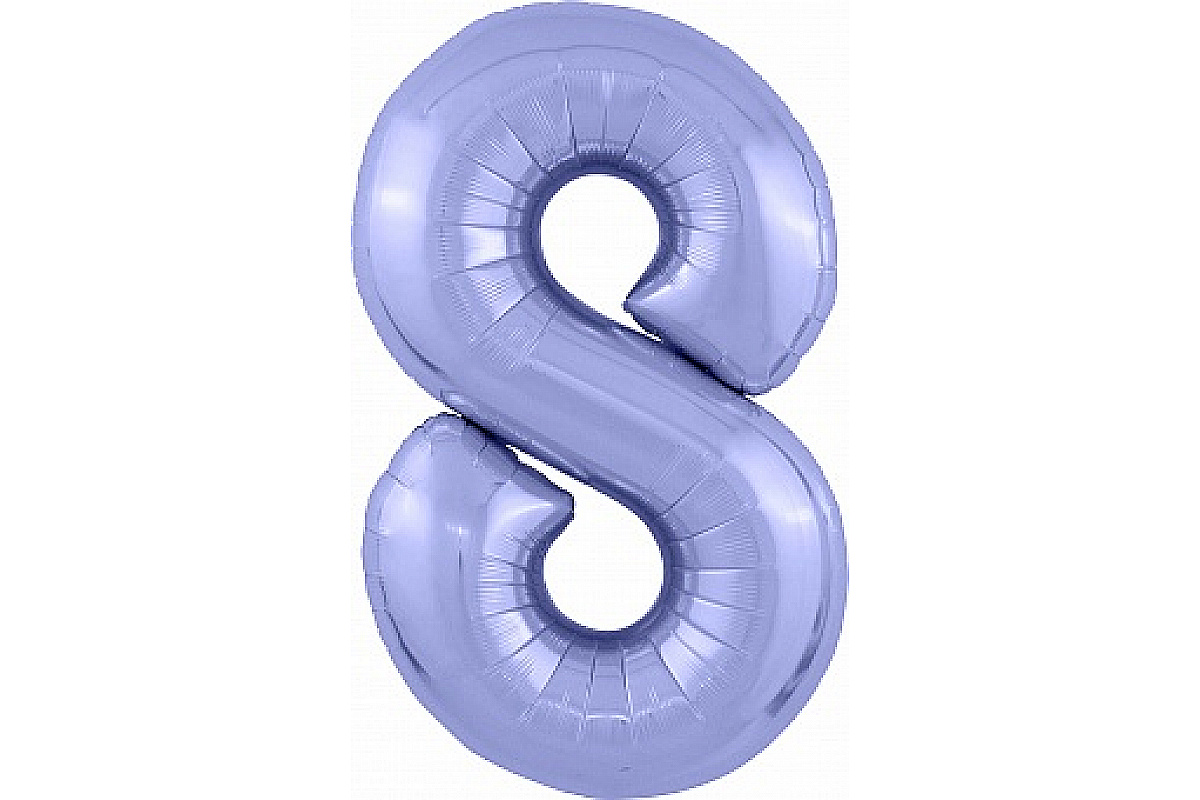 Шар (40''/102 см) Цифра, 8 Slim, Сиреневый, 1 шт.