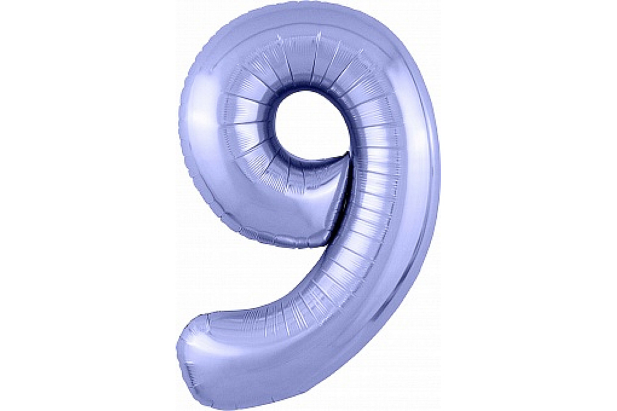 Шар (40''/102 см) Цифра, 9 Slim, Сиреневый, 1 шт.