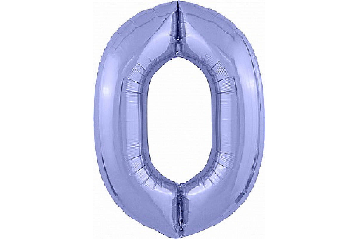 Шар (40''/102 см) Цифра, 0 Slim, Сиреневый, 1 шт.