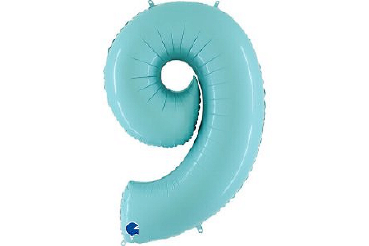 Шар (40''/102 см) Цифра, 9, Голубой Пастель, 1 шт.