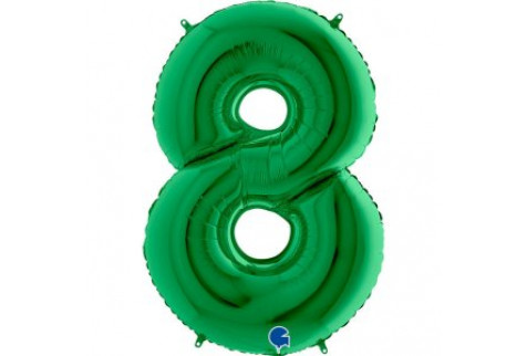 Шар (40''/102 см) Цифра, 8, Зеленая, 1 шт.
