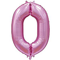 Шар (40''/102 см) Цифра, 0, Сатин Pink, 1 шт.