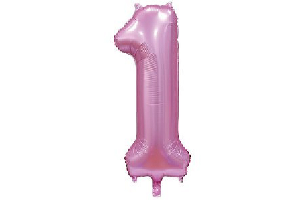 Шар (40''/102 см) Цифра, 1, Сатин Pink, 1 шт.