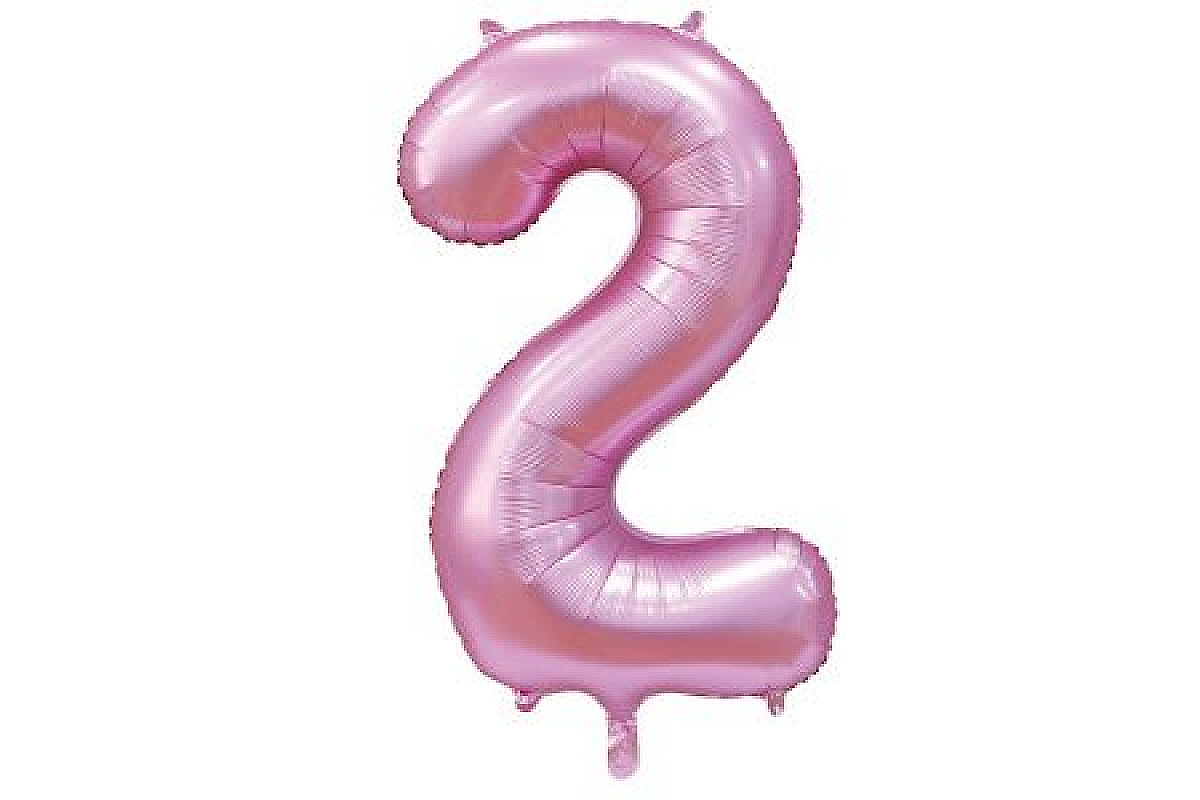 Шар (40''/102 см) Цифра, 2, Сатин Pink, 1 шт.