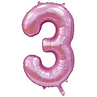Шар (40''/102 см) Цифра, 3, Сатин Pink, 1 шт.