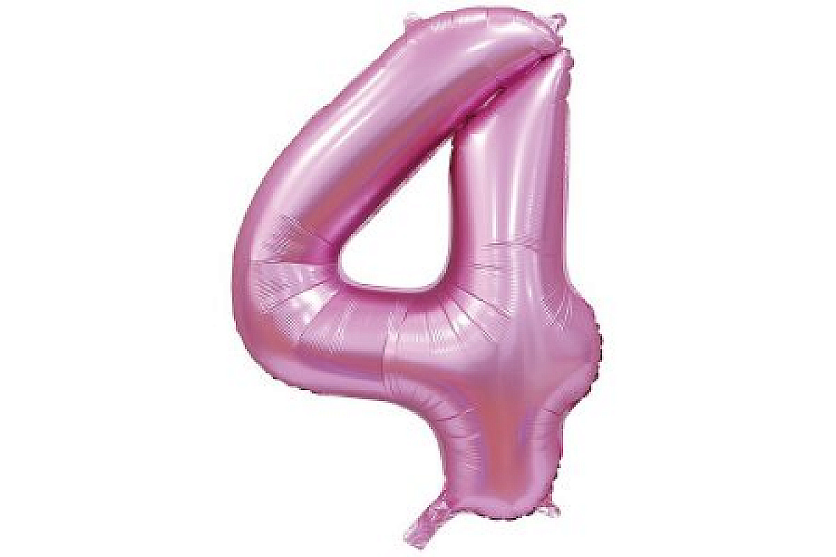 Шар (40''/102 см) Цифра, 4, Сатин Pink, 1 шт.