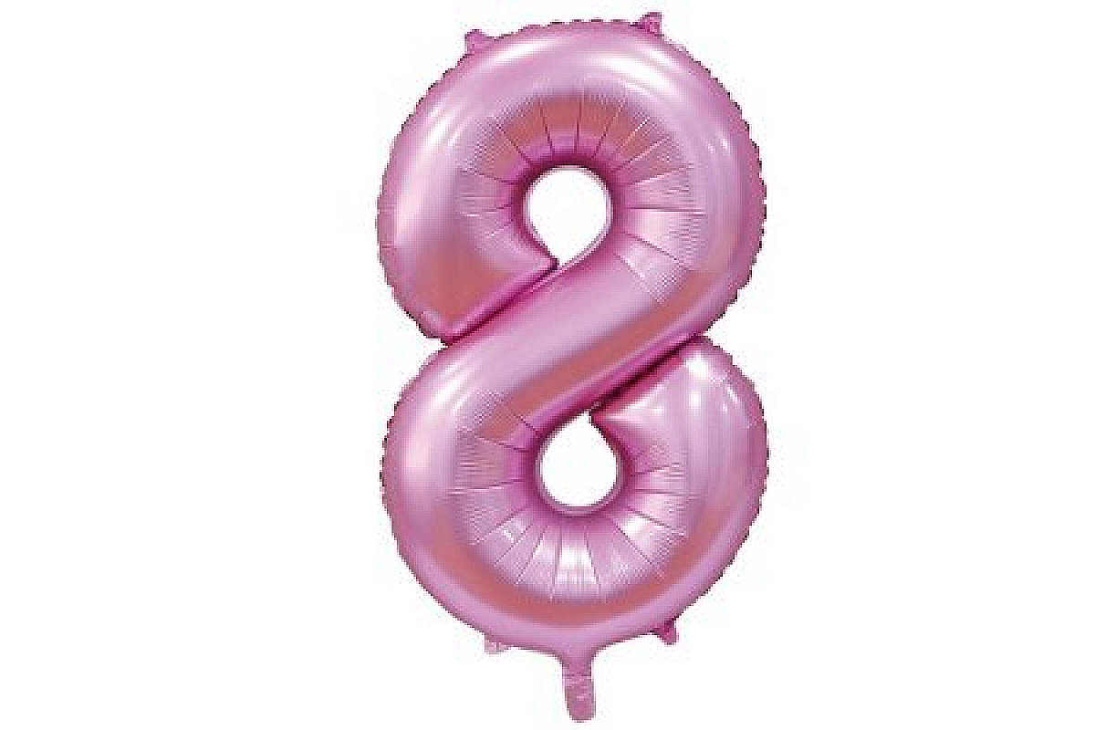 Шар (40''/102 см) Цифра, 8, Сатин Pink, 1 шт.