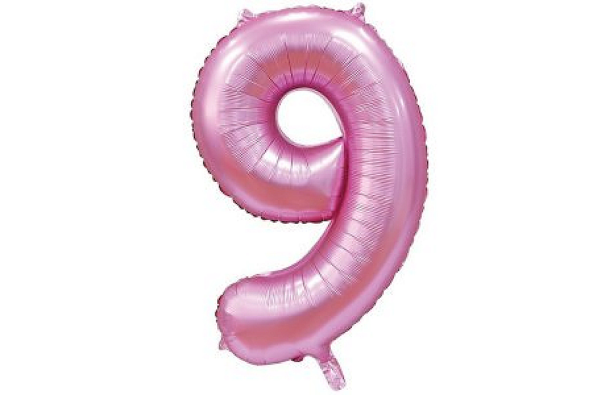 Шар (40''/102 см) Цифра, 9, Сатин Pink, 1 шт.