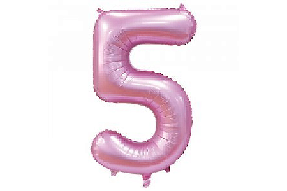 Шар (40''/102 см) Цифра, 5, Сатин Pink, 1 шт.