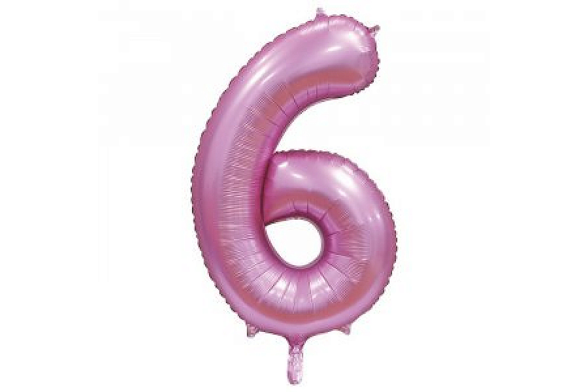 Шар (40''/102 см) Цифра, 6, Сатин Pink, 1 шт.