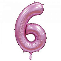 Шар (40''/102 см) Цифра, 6, Сатин Pink, 1 шт.