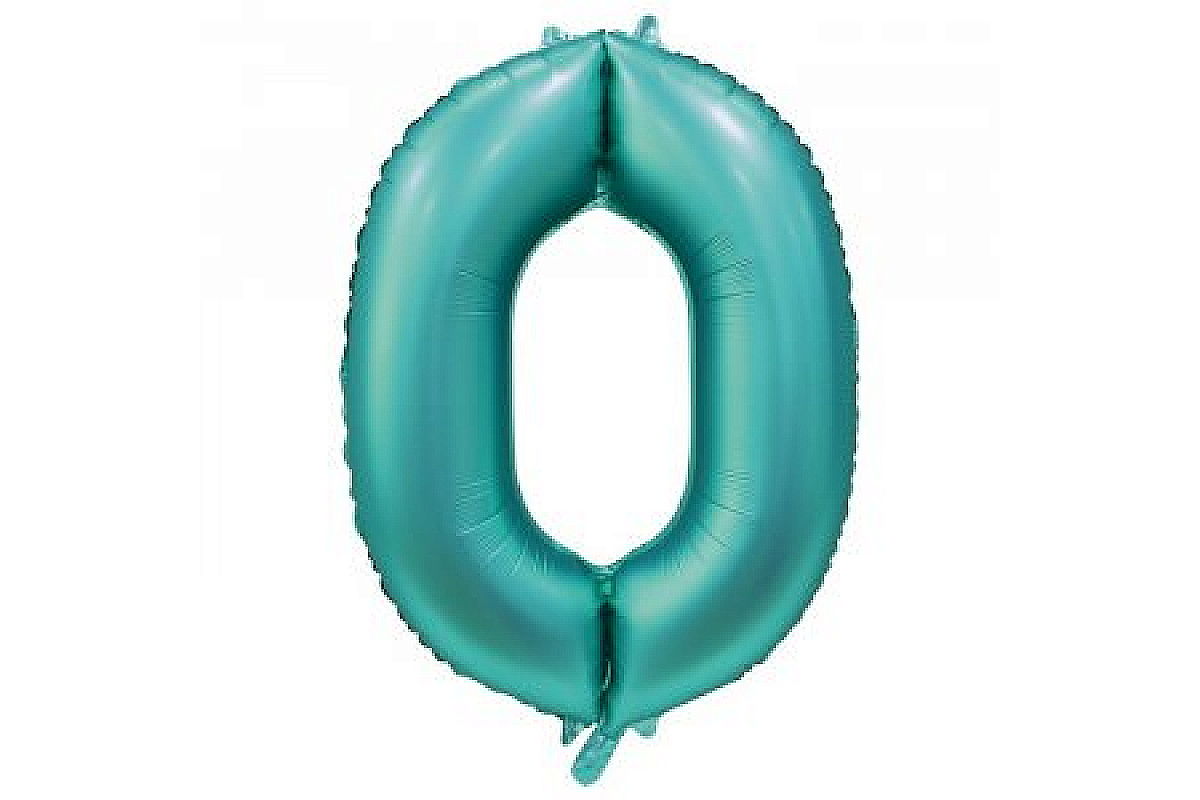 Шар (40''/102 см) Цифра, 0, Сатин Тиффани, 1 шт.